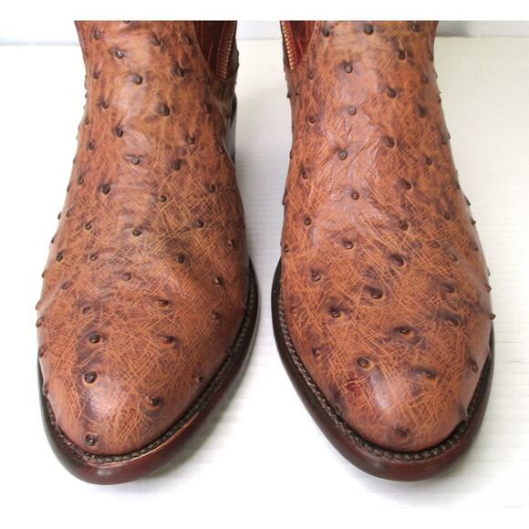 New TECOVAS The Wyatt II Russet Ostrich Leather Men 11.5D Western Cowboy Boots - Picture 5 of 12